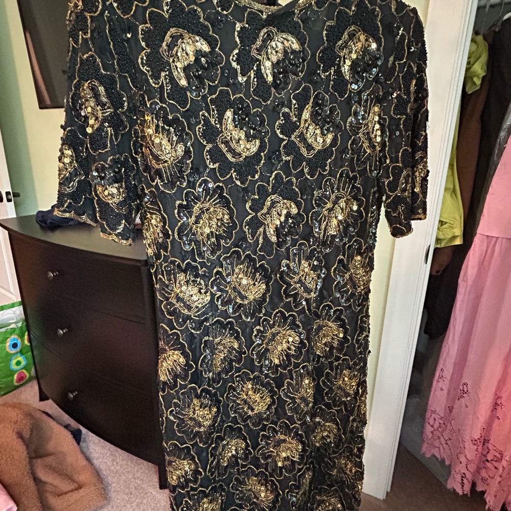 Vintage Sequin Floral Cocktail Dress
